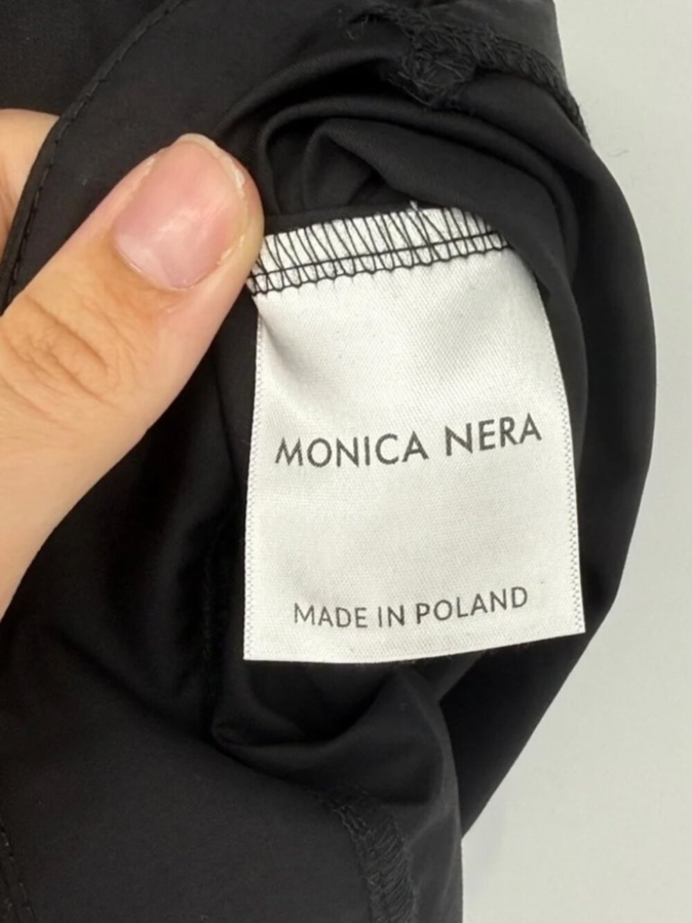 Monica Nera Franka Top Black Ruffled Neck Puff-Sleeve Top Sz Medium - Picture 4 of 5